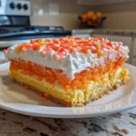 Finished Candy Corn Poke Cake