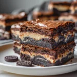 Halloween Oreo Brownie Bars ready to serve.