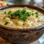 Bowl of hearty German Potato Soup