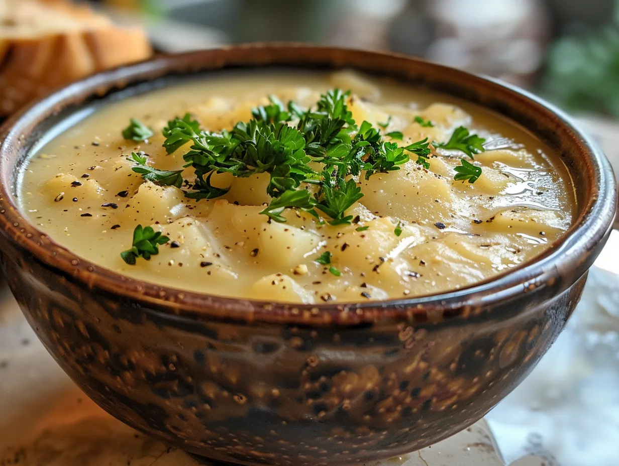 Bowl of hearty German Potato Soup