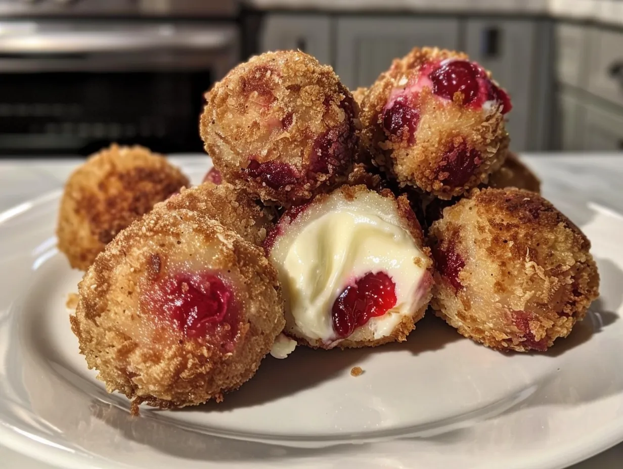 Delicious Air Fryer Cranberry Brie Bites appetizer on a plate