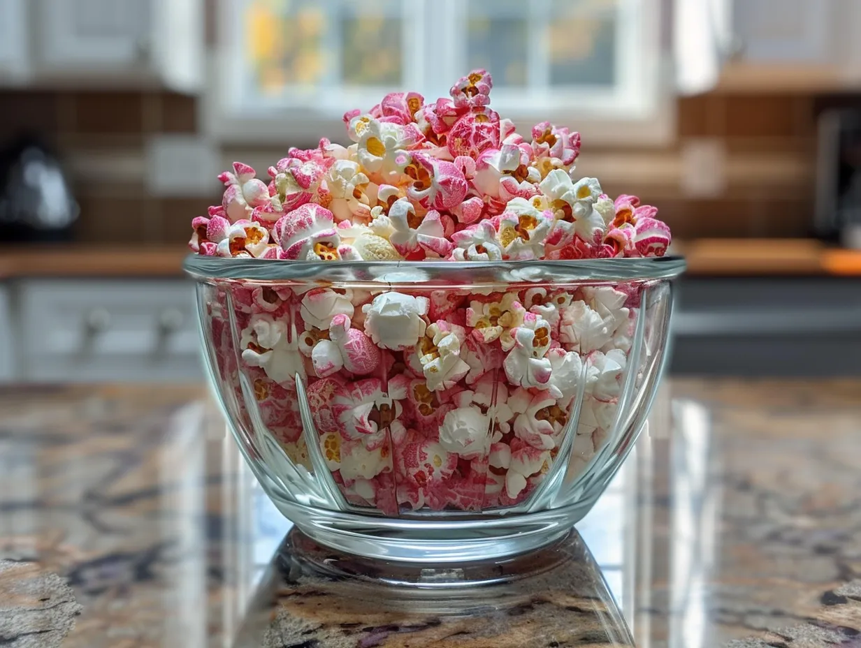 Delicious Bloody Red Velvet Popcorn ready for Halloween