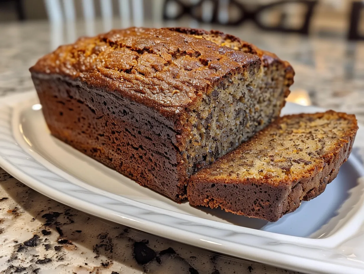 Delicious and freshly baked protein banana bread on a cooling rack