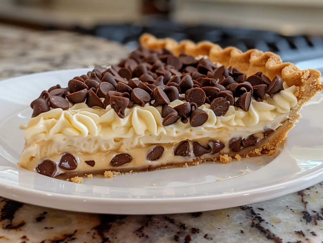 Delicious Slice of Chocolate Chip Cannoli Pie