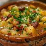 Hearty Bowl of Spanish Potato Soup with Chorizo