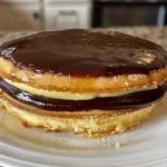 Homemade Boston Cream Pie on a Plate