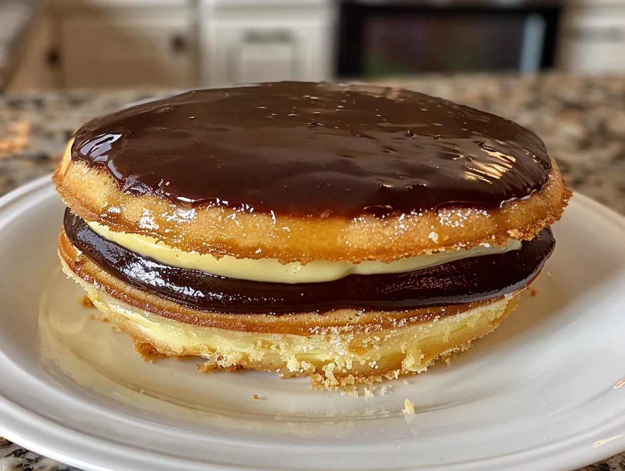 Homemade Boston Cream Pie on a Plate