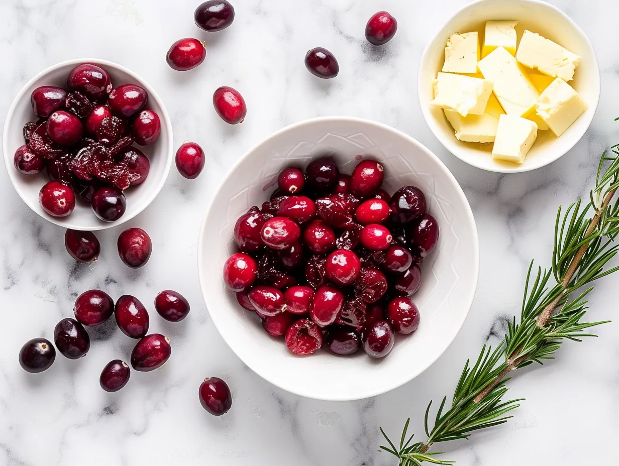 Ingredients for making Air Fryer Cranberry Brie Bites