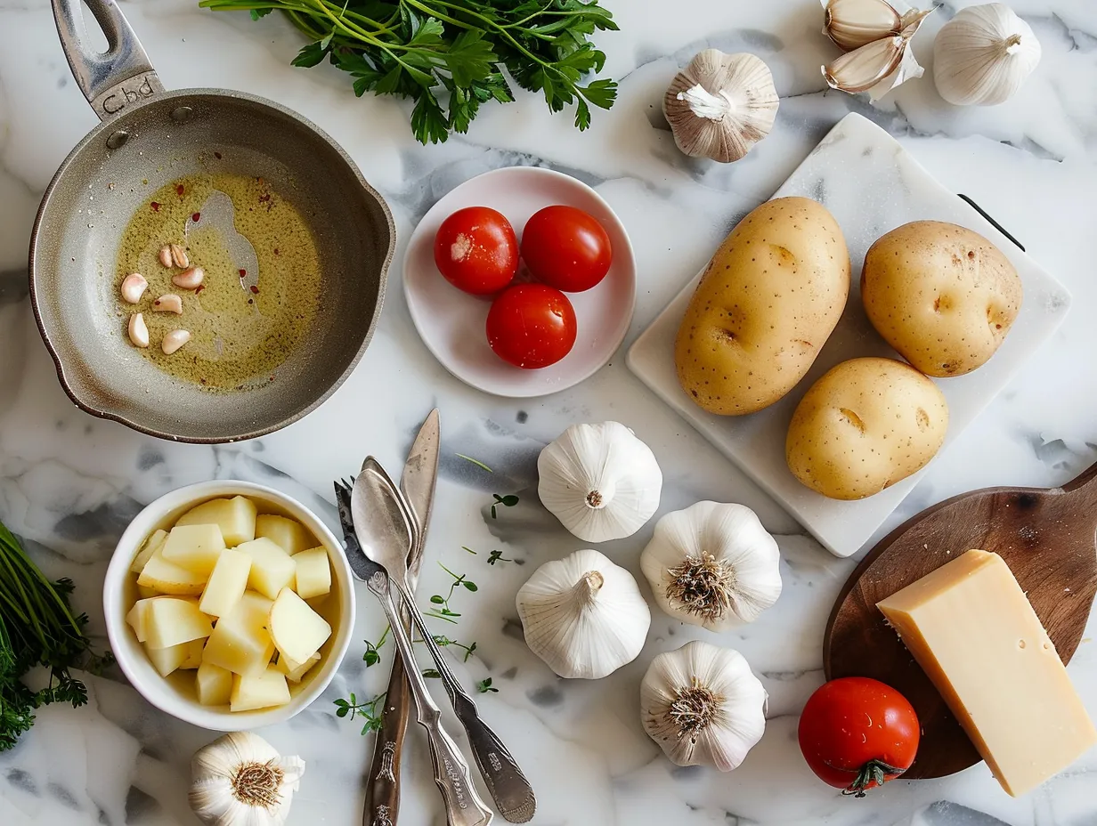 Ingredients for Garlic Cheddar Potato Soup