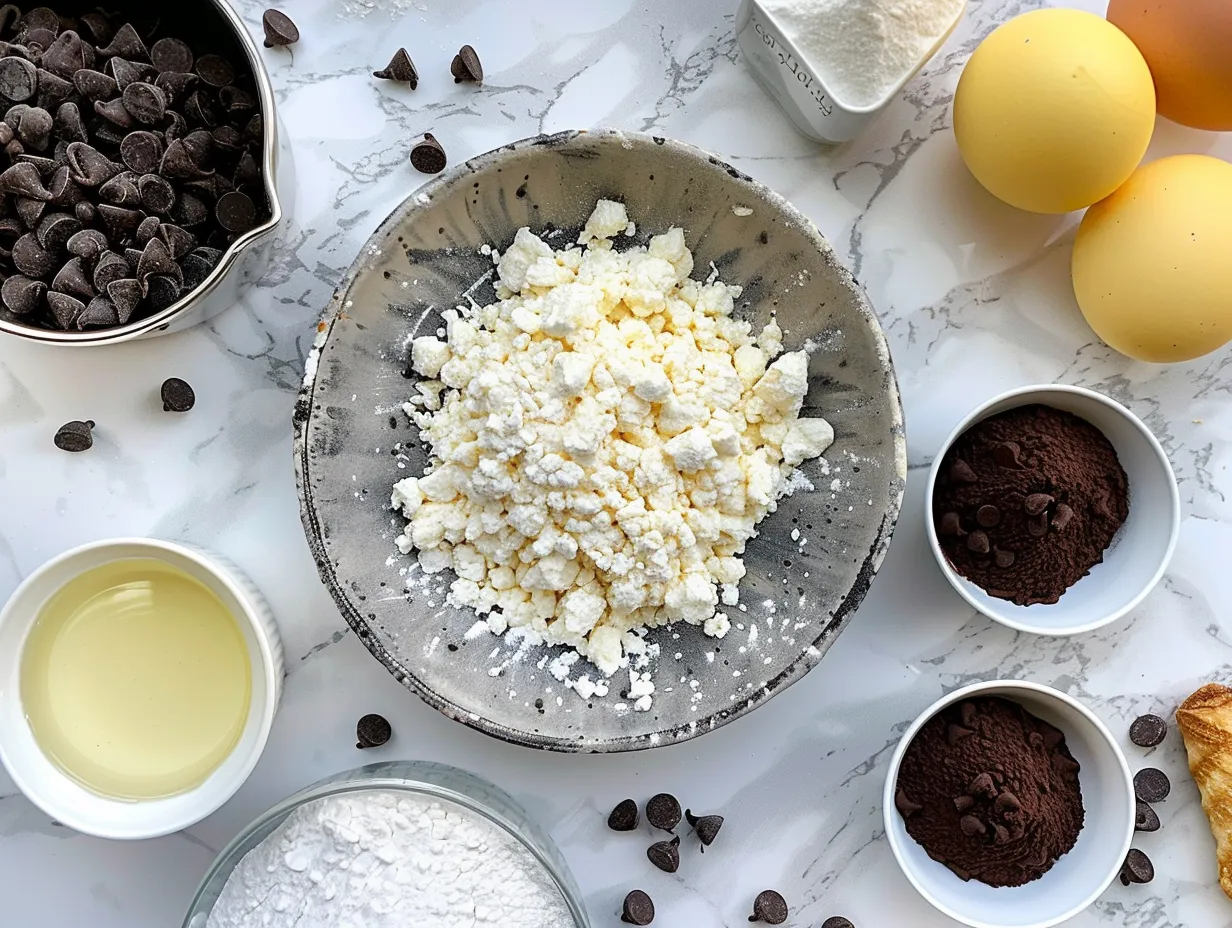 Ingredients for a luscious Chocolate Chip Cannoli Pie