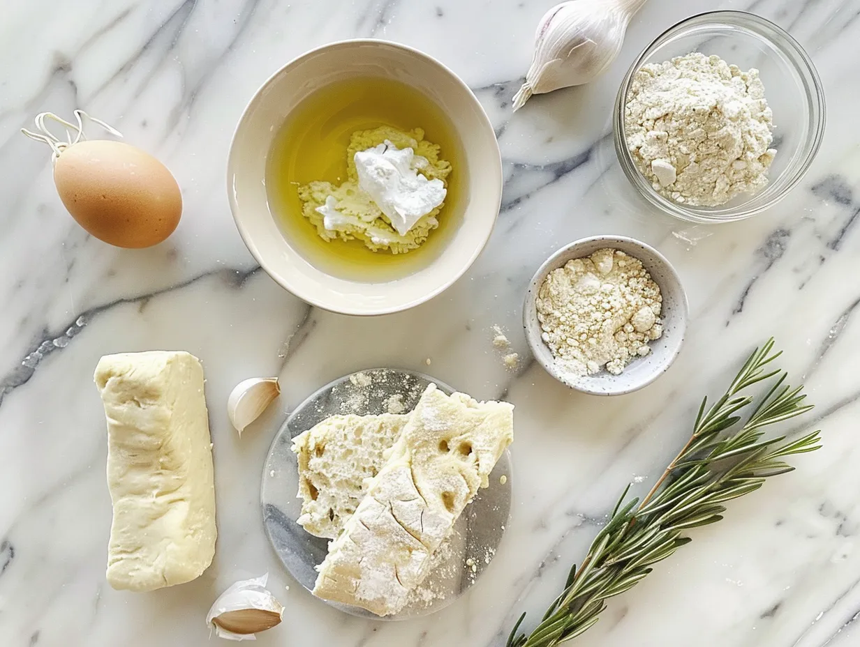 Ingredients for no-knead panini bread recipe