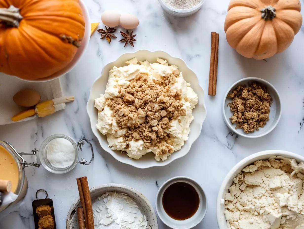 Ingredients for making Pumpkin Streusel Cheesecake