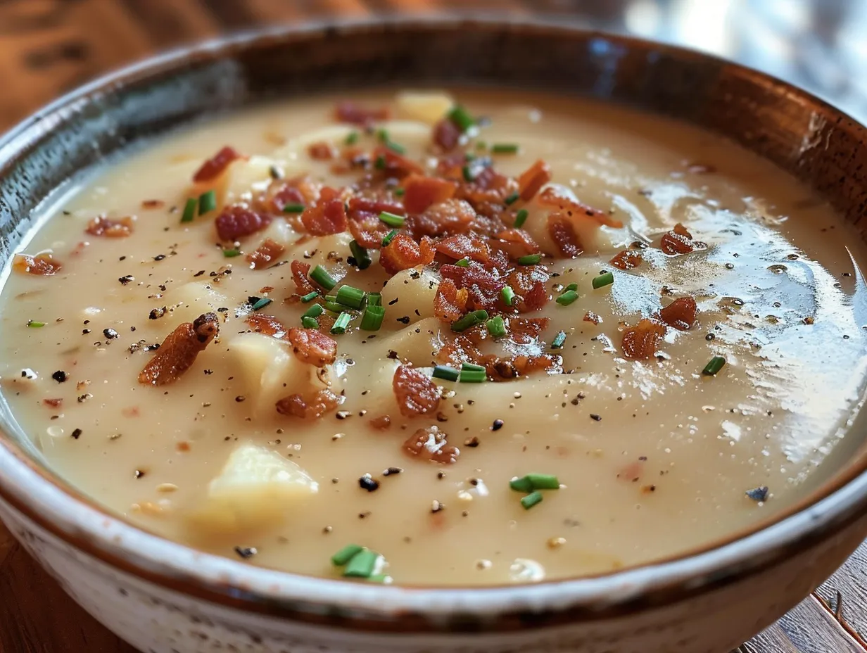Rustic Potato Soup with Crispy Bacon