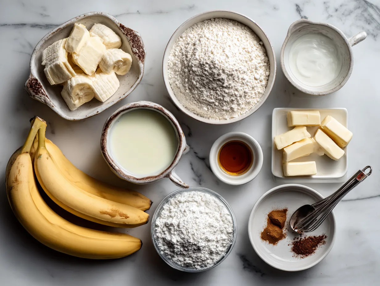 Ingredients for making a delicious homemade Banana Cream Pie