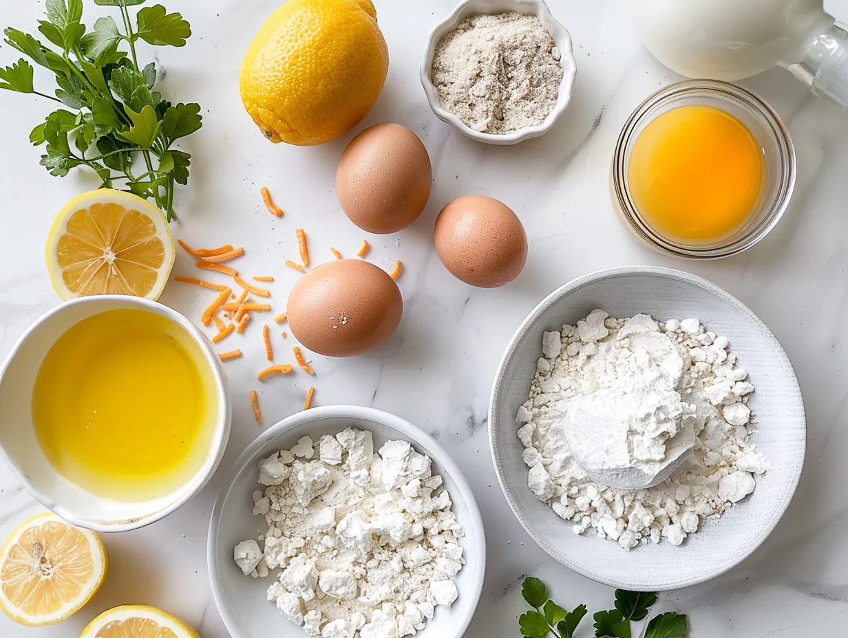 Ingredients for making cheddar ranch cheeseball on a wooden surface