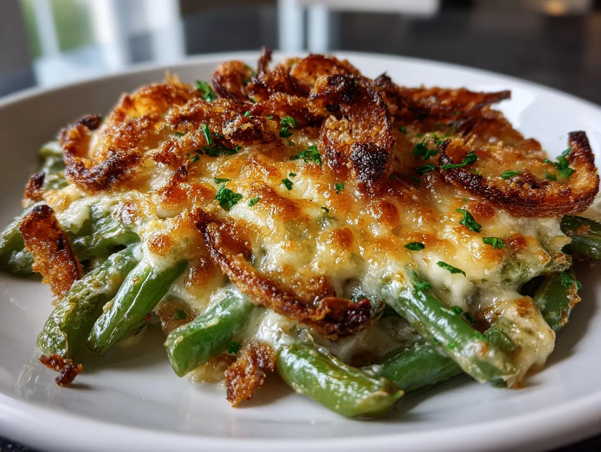 Cheesy Green Bean Casserole on Display