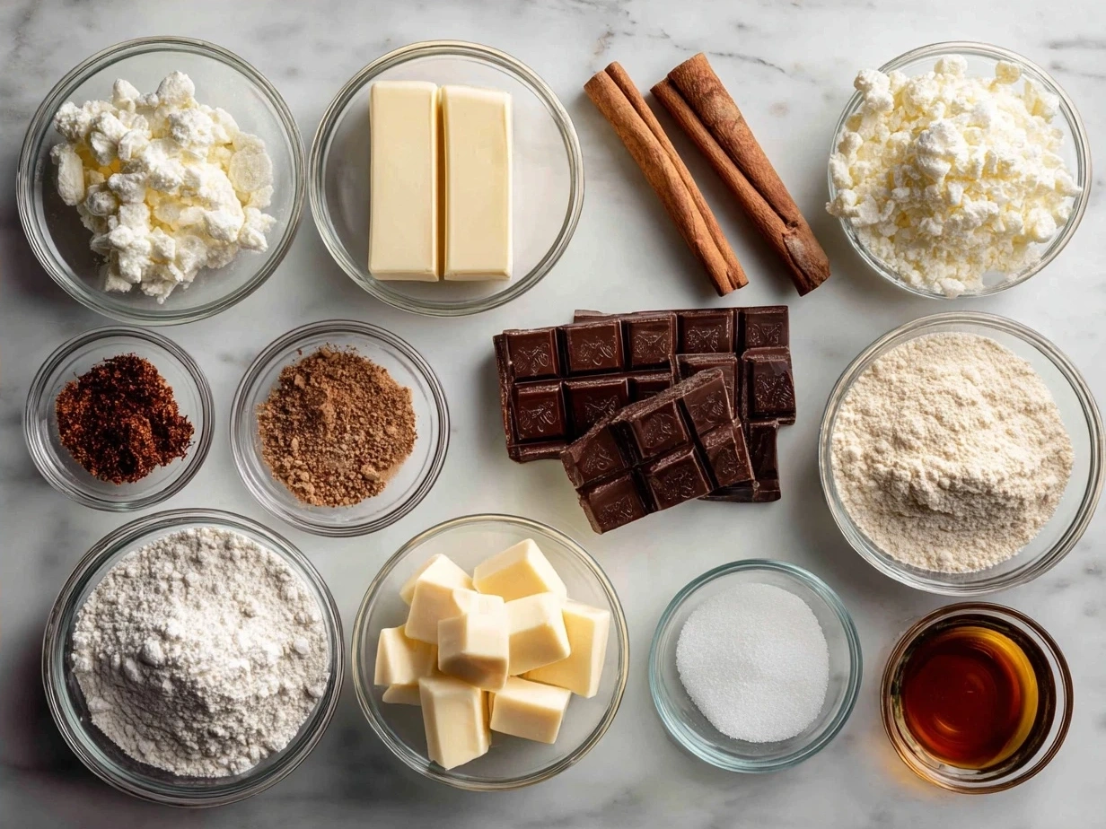 Ingredients for Christmas Cracker Candy including saltine crackers, butter, brown sugar, vanilla, chocolate chips, and flaky sea salt.