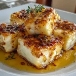 Close-up of Marinated Cheese with Herbs and Oil