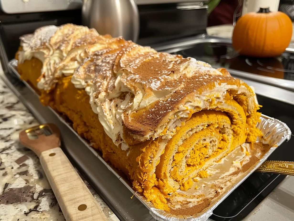 Finished spiced creamy pumpkin roll