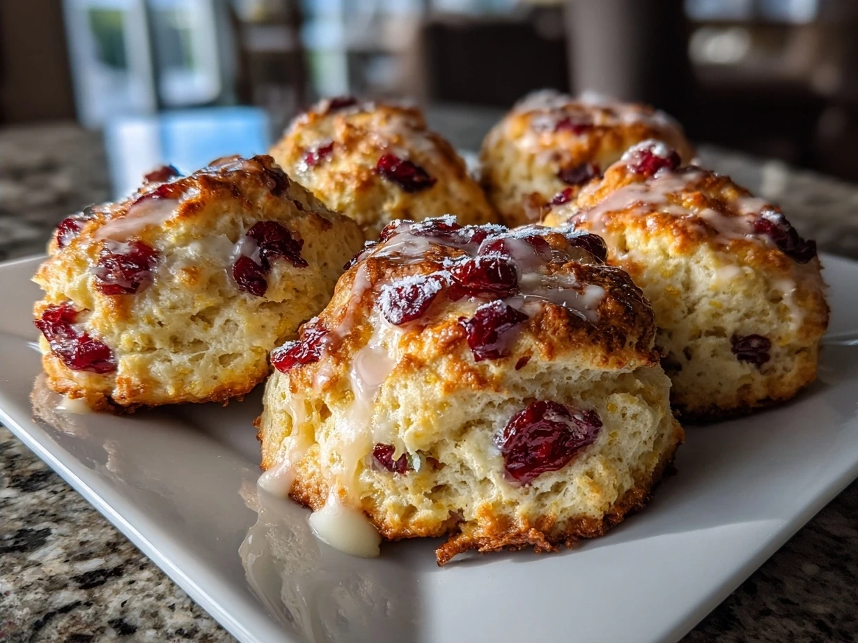 Delicious Cranberry Orange Scones served on a plate, ready to eat