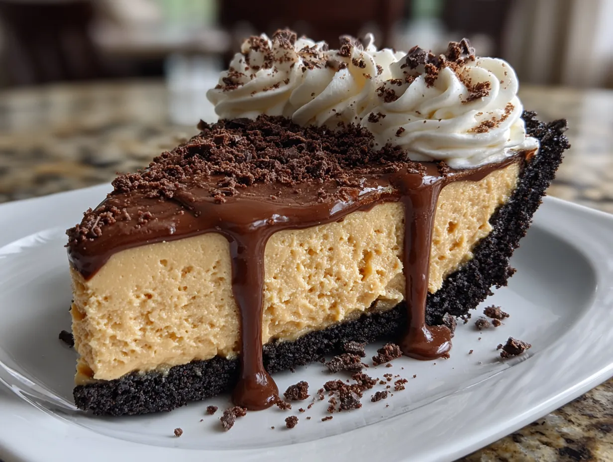 Decadent Slice of Chocolate Peanut Butter Pie