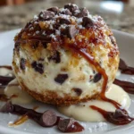 Delicious Chocolate Chip Cheesecake Ball on a Serving Plate