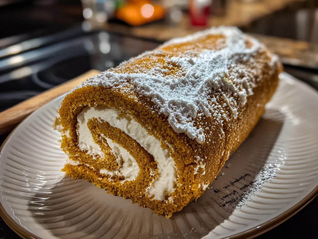A freshly baked homemade Pumpkin Roll ready to be enjoyed