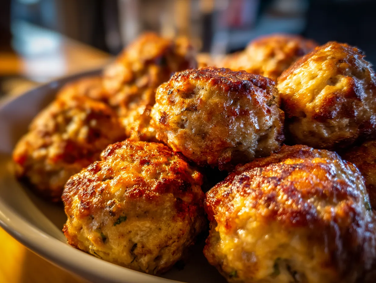 Finished Bisquick Sausage Balls