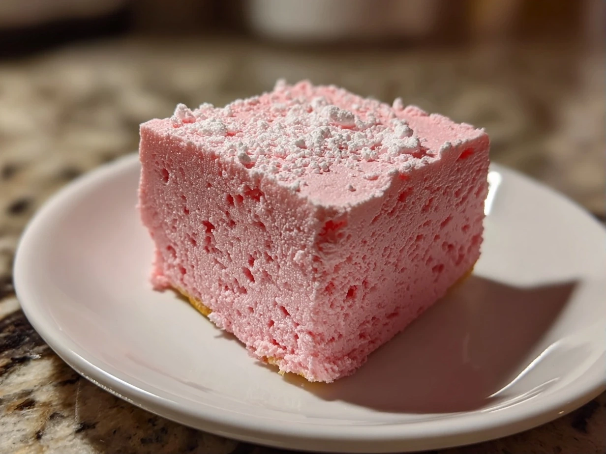 Finished cotton candy fudge on a white plate, ready to serve.