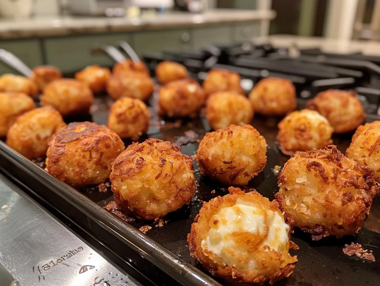 Delicious fried brie bites, golden brown and crispy, served on a plate.