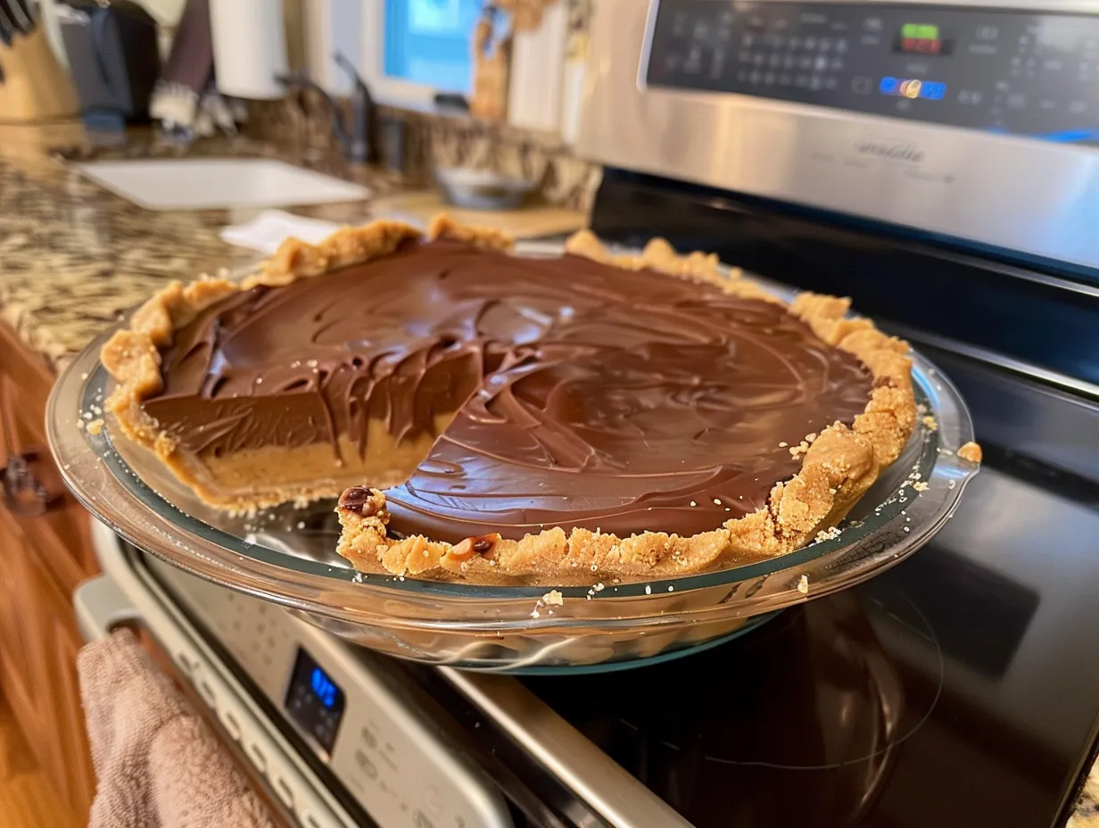 Finished No-Bake Chocolate Peanut Butter Pie