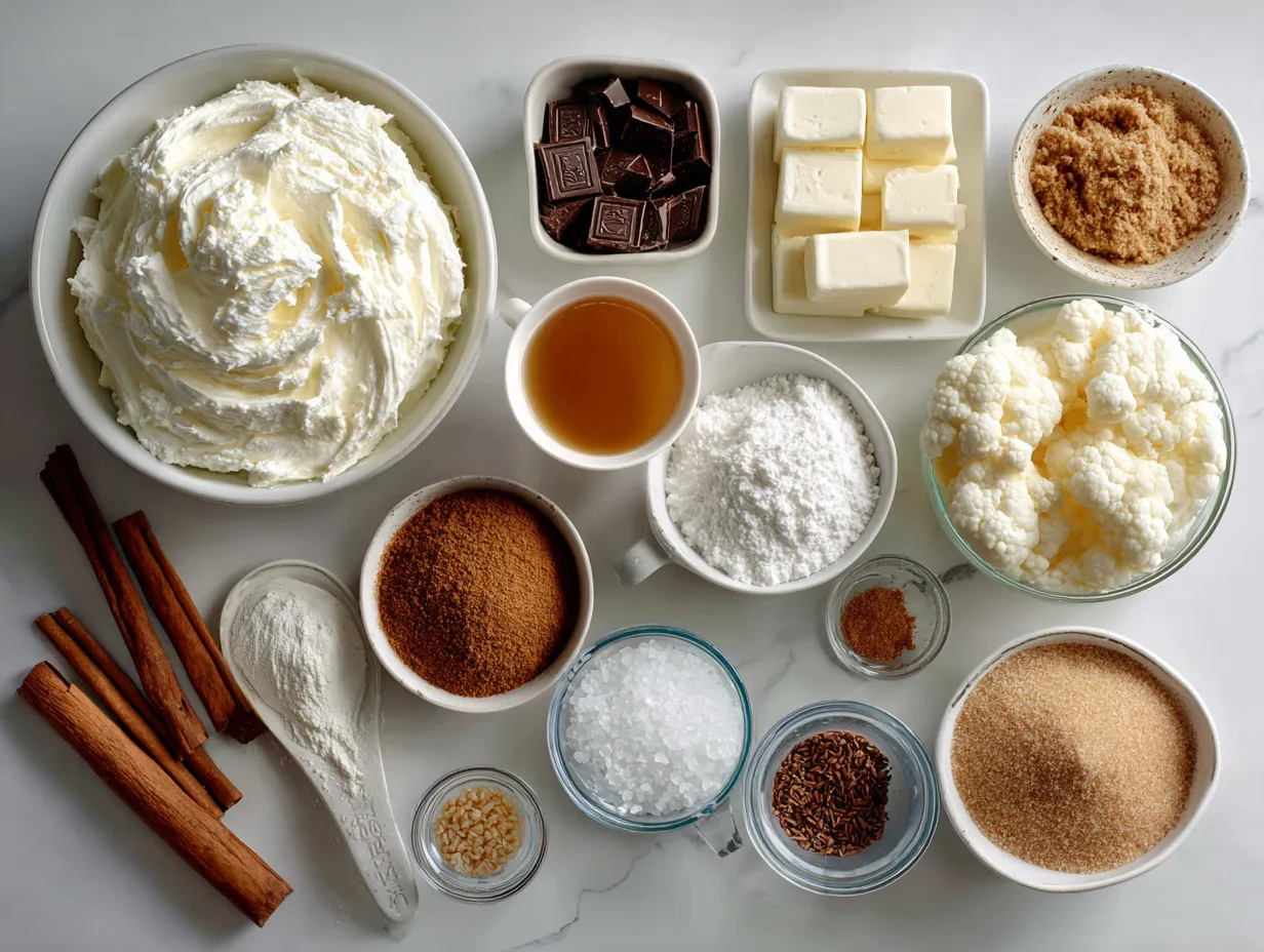 Ingredients for No-Bake Cool Whip Candy including cool whip, sweetened condensed milk, vanilla extract, powdered sugar, and chopped candy bars