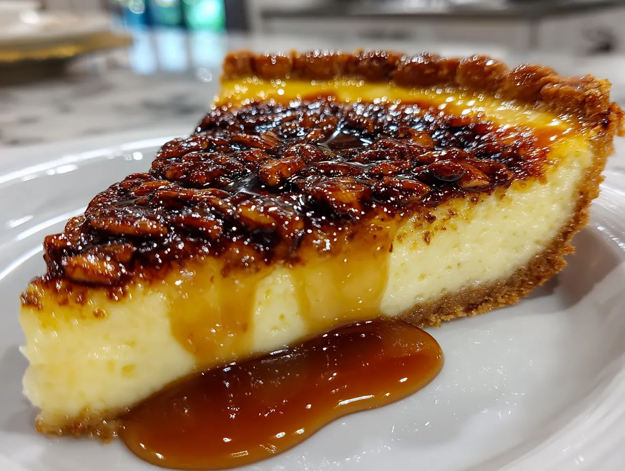 Homemade Custard Pie with Praline Sauce