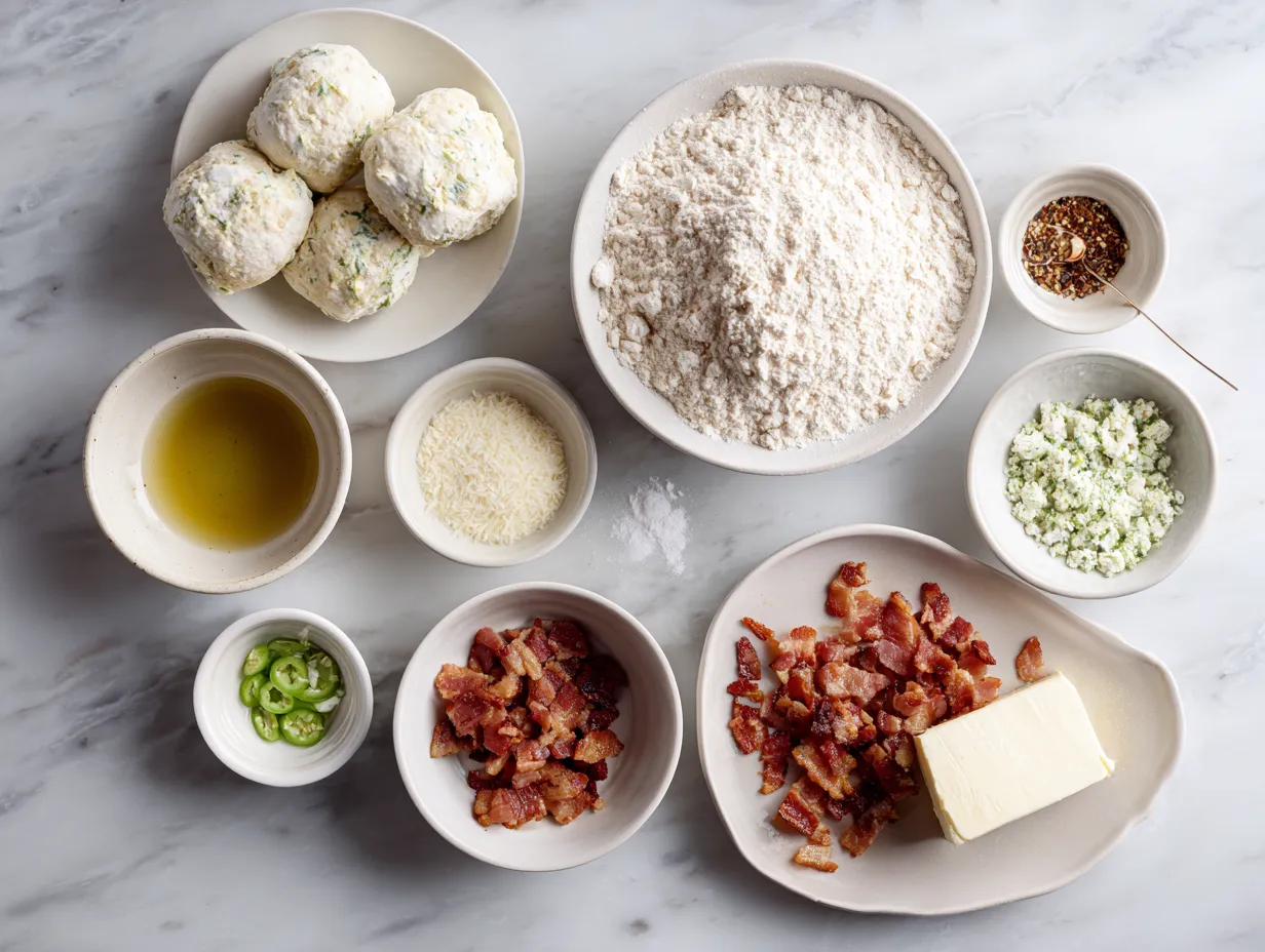 Ingredients for making Bacon Jalapeño Cream Cheese Balls