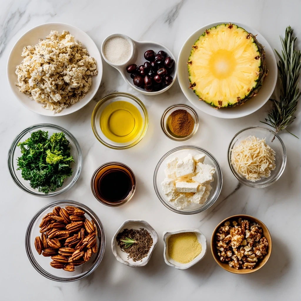 Ingredients needed to prepare a delicious pineapple pecan cheese ball