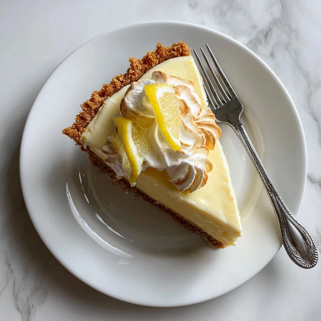A beautifully crafted Lemon Cream Pie, showcasing a golden meringue topping