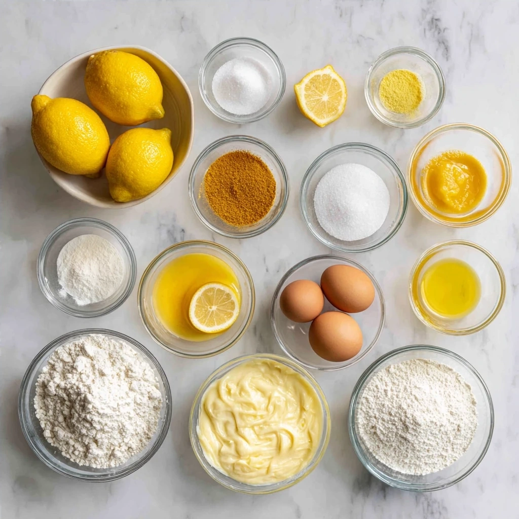 Ingredients for making Lemon Marbled Cheesecake Bars