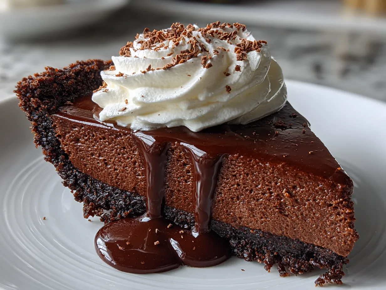 Mouthwatering Slice of Triple Chocolate Pie