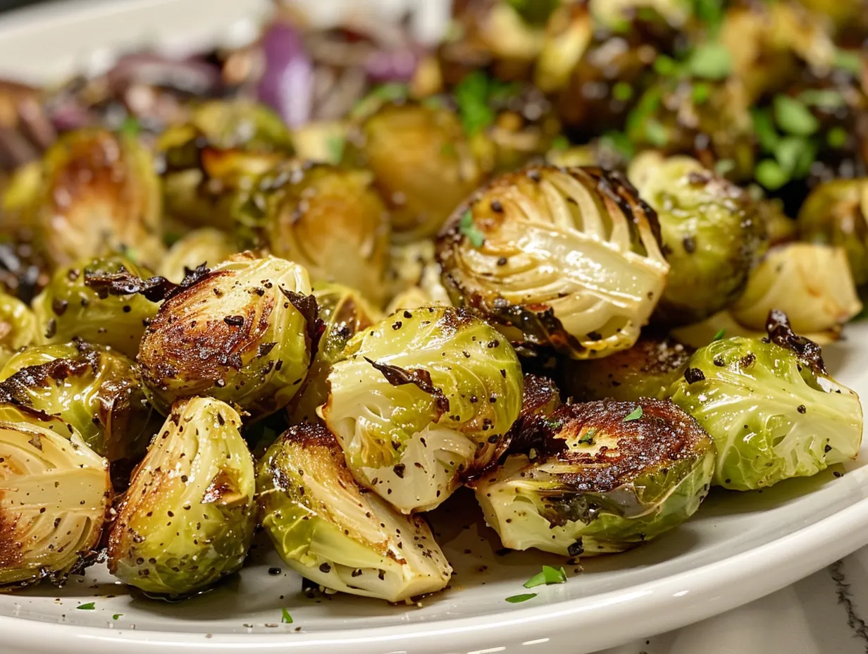Pile of Golden Roasted Brussel Sprouts