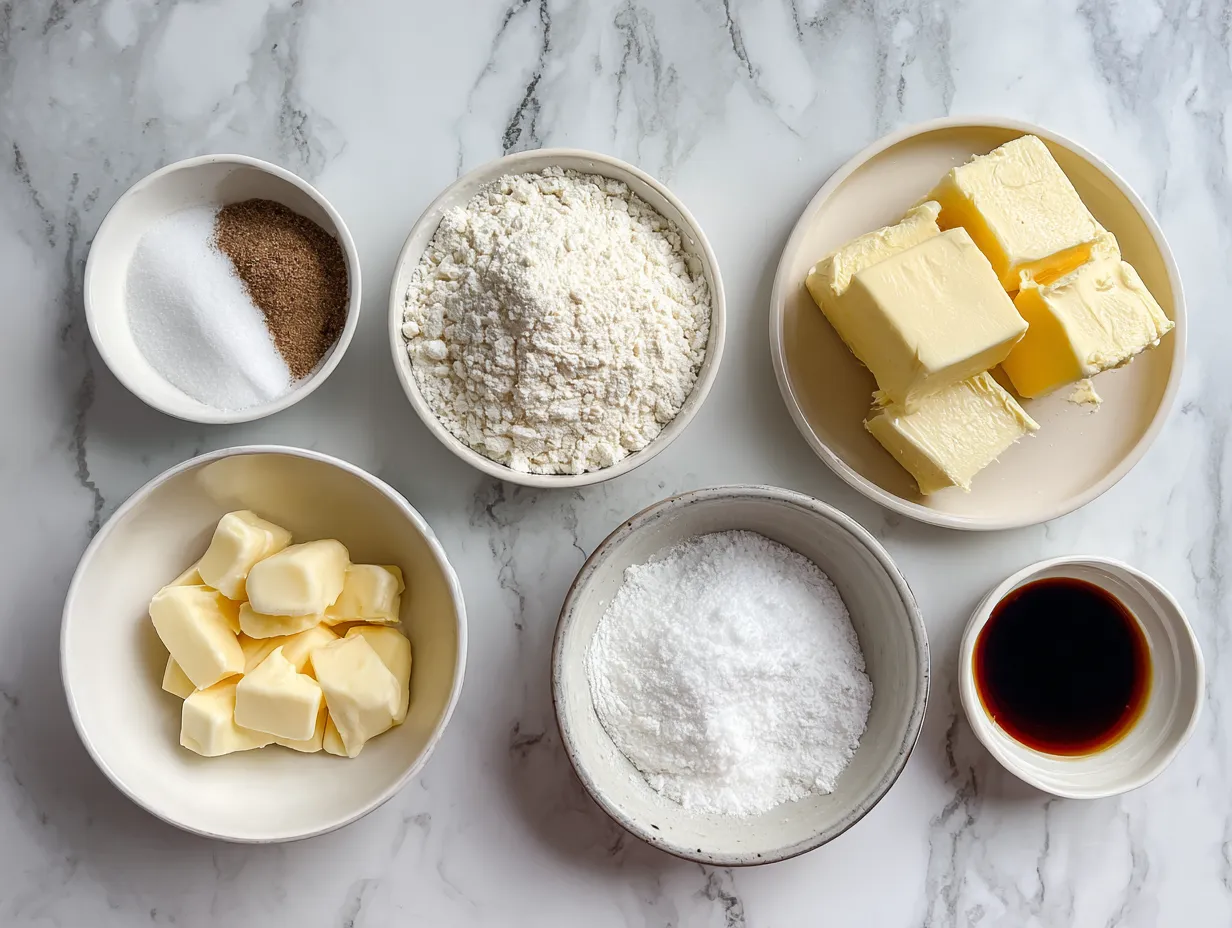 Ingredients for making puff pastry brie bites