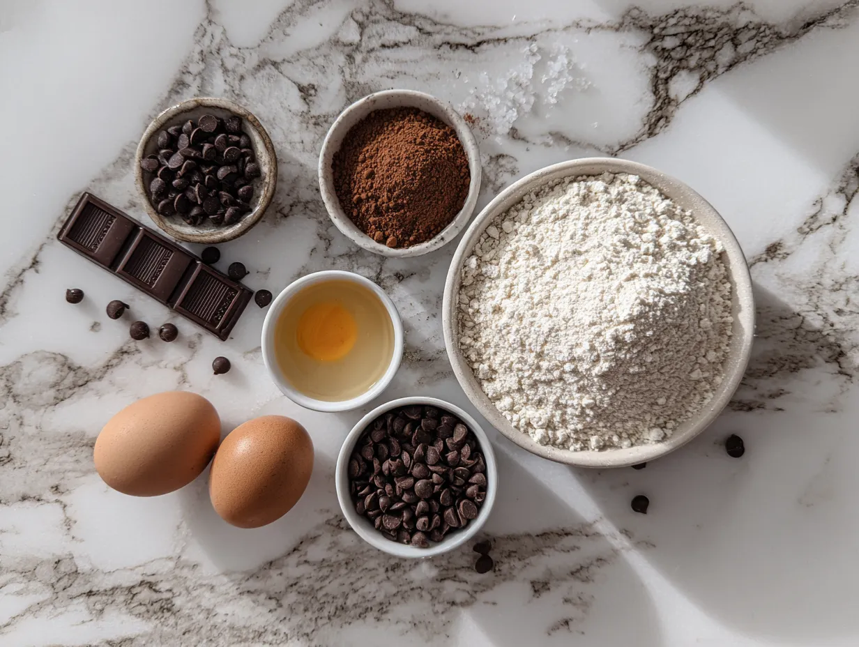 Ingredients for Chocolate Chip Cheesecake Ball including cream cheese, butter, sugar, vanilla, salt, powdered sugar, and chocolate chips