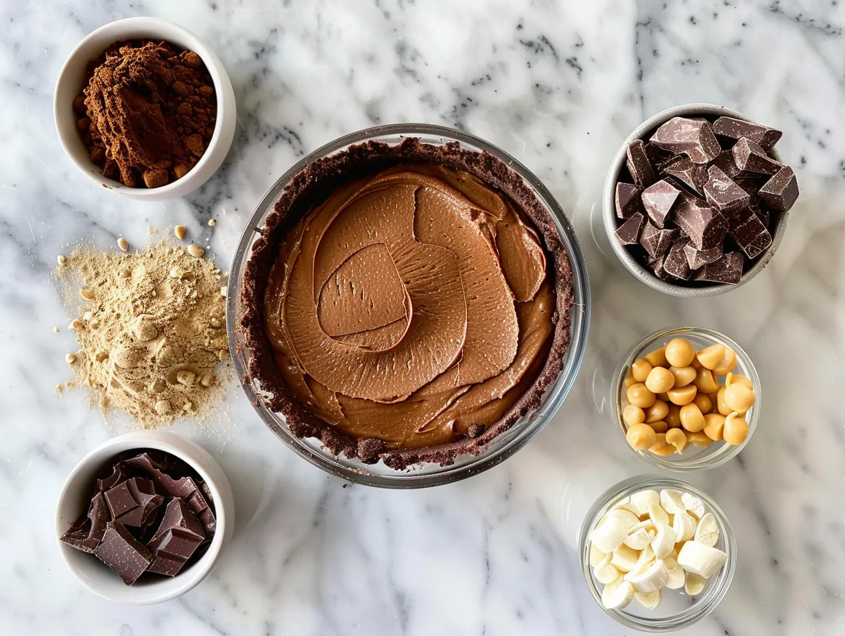 Ingredients for making No-Bake Chocolate Peanut Butter Pie