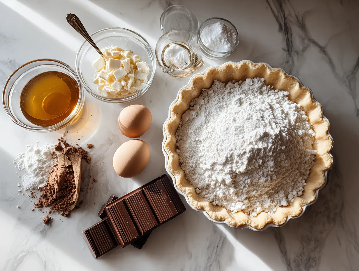 Ingredients for making old fashioned chocolate pie