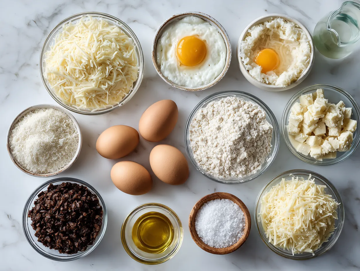 Raw ingredients for making a perfect hashbrown casserole.