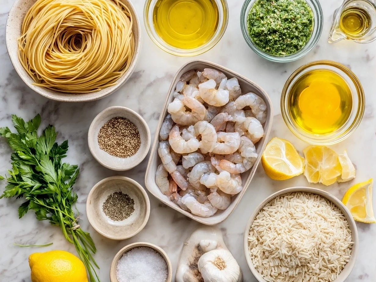 Ingredients for shrimp linguine recipe