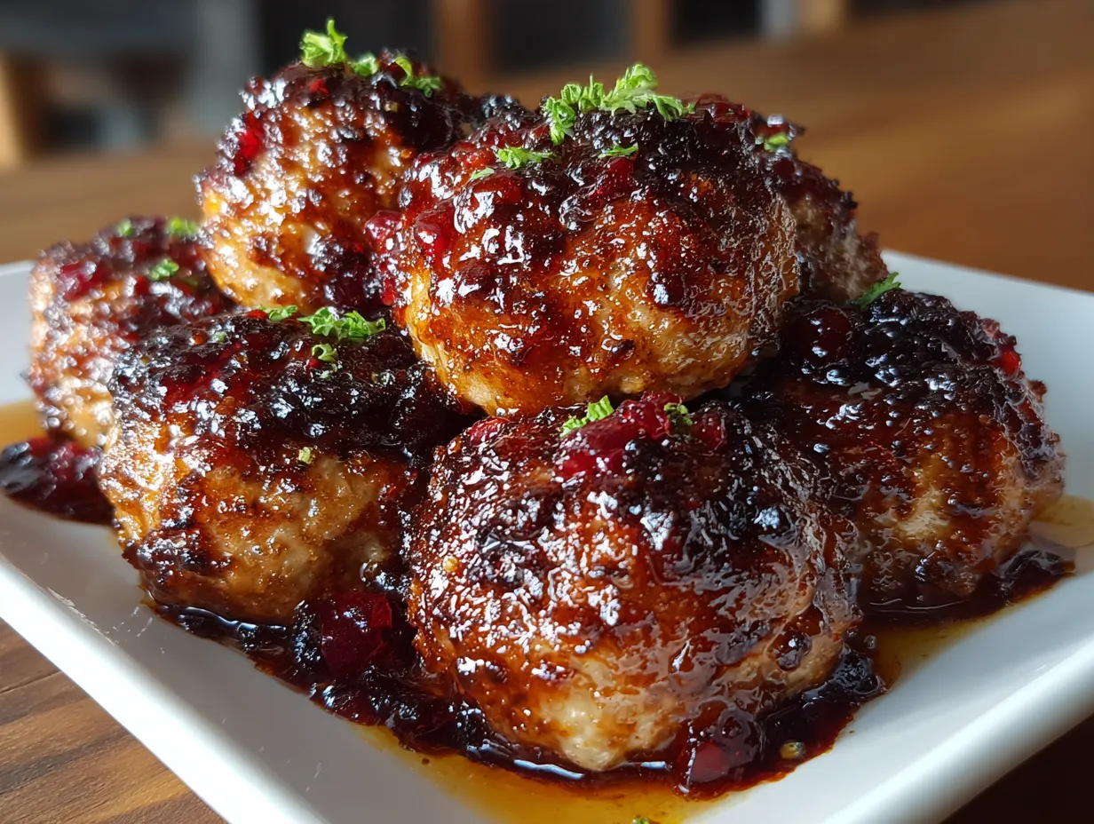 Spicy Cranberry BBQ Meatballs Appetizer