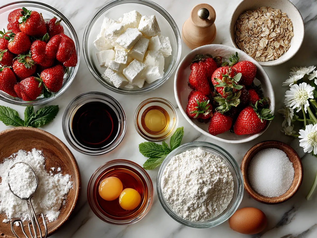 Ingredients for making delicious homemade Strawberry Pie