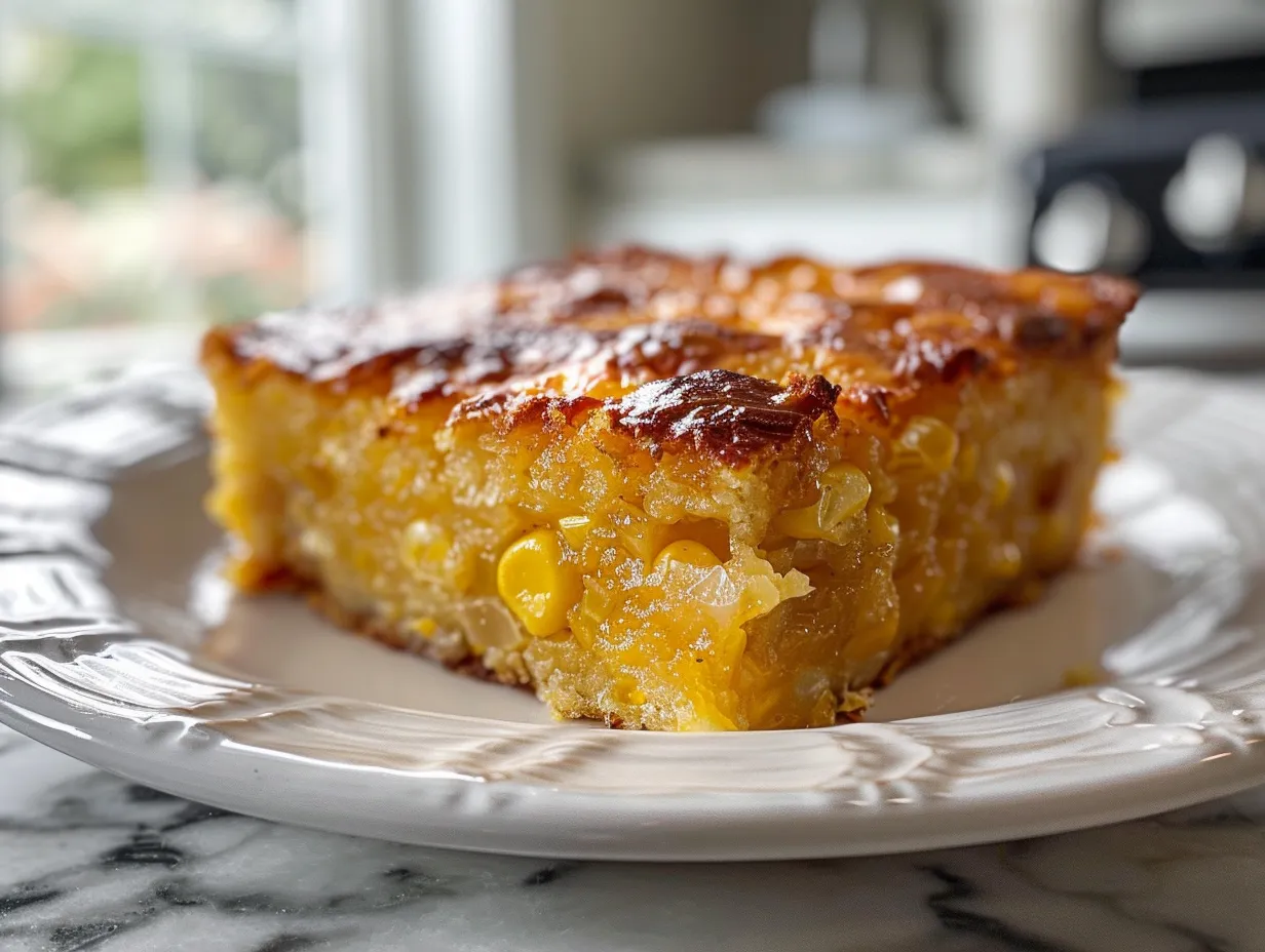 Sweet Corn Spoonbread Casserole Fresh Out of the Oven