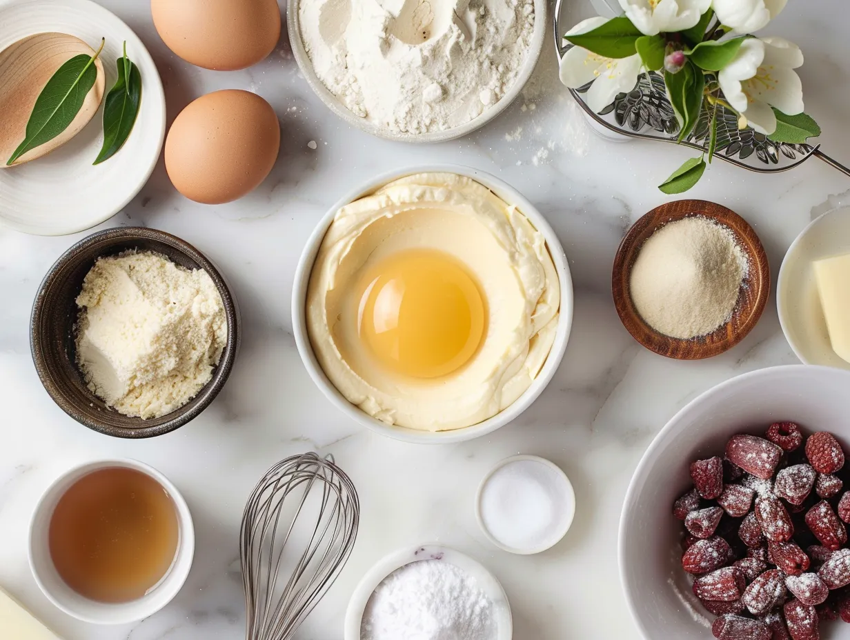 Ingredients for making Vanilla Bean Brown Butter Cheesecake
