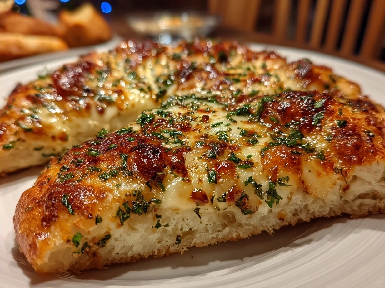 White Garlic Pizza Sauce in a small bowl with fresh parsley garnish